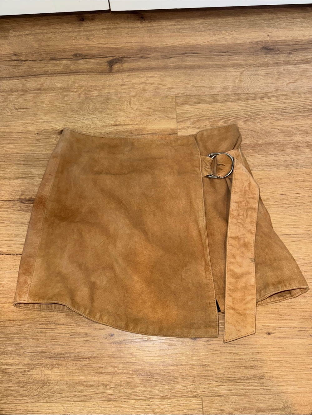 Free People - Suede Wrap Mini Skirt with D-Ring Belt - Tan